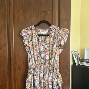 Pink/yellow/green flower print dress